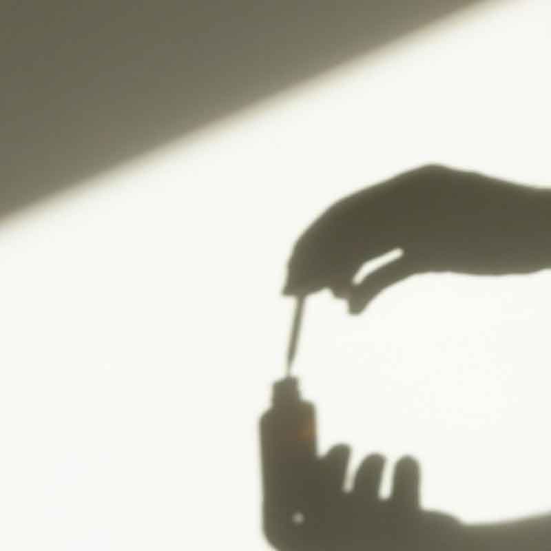 image of a shadow of a woman using a skin care oil serum for acne