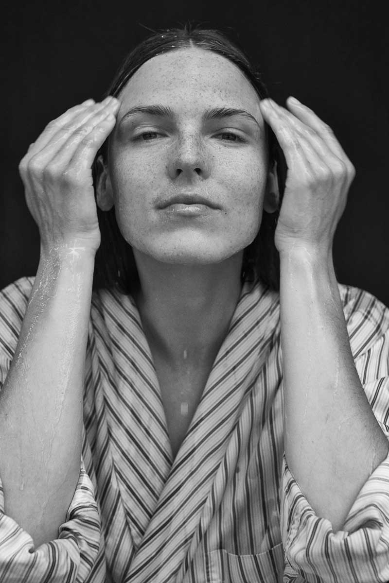 black and white picture of a woman who has chosen clean beauty for her skincare routine