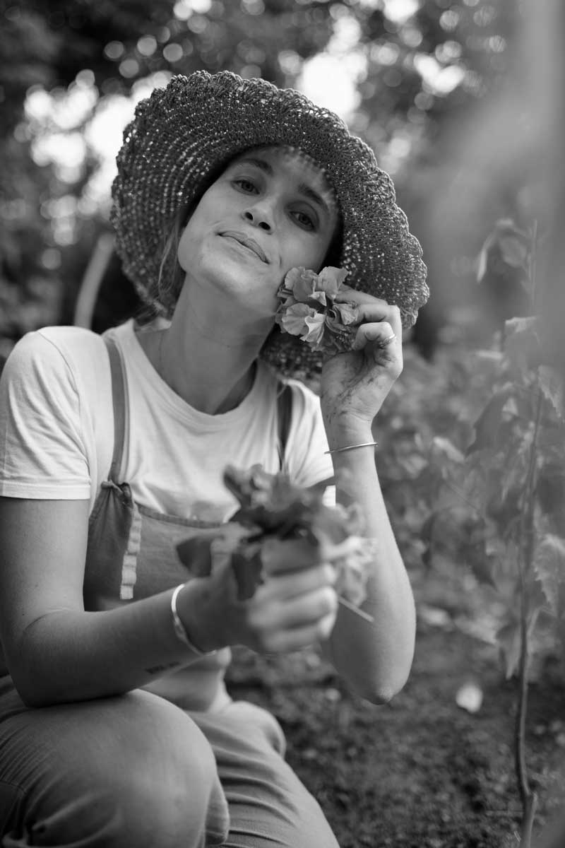 non toxic skincare ingredients being harvested by fields of yarrow's founder