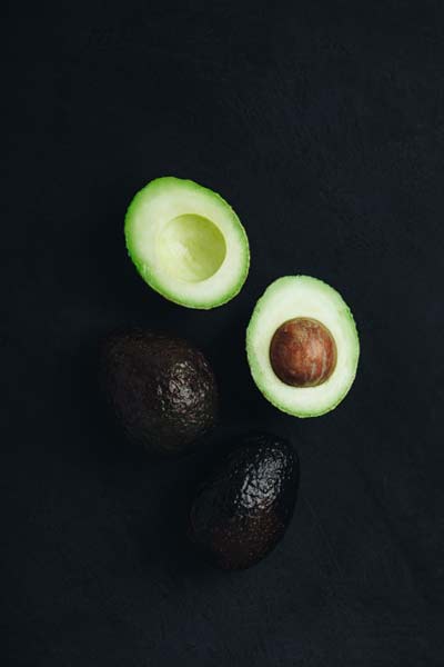 image from above of the superfood avocado, used in skincare
