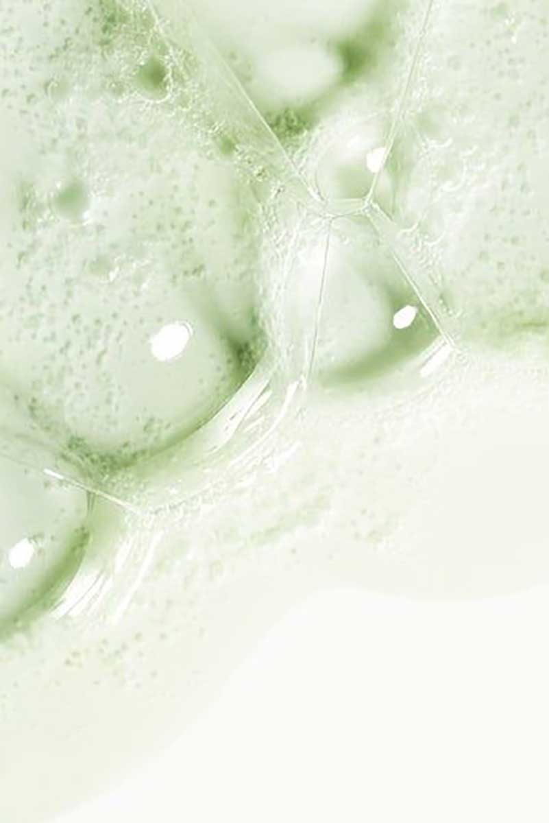 clear foam obtained from a clean beauty skincare cleansing product